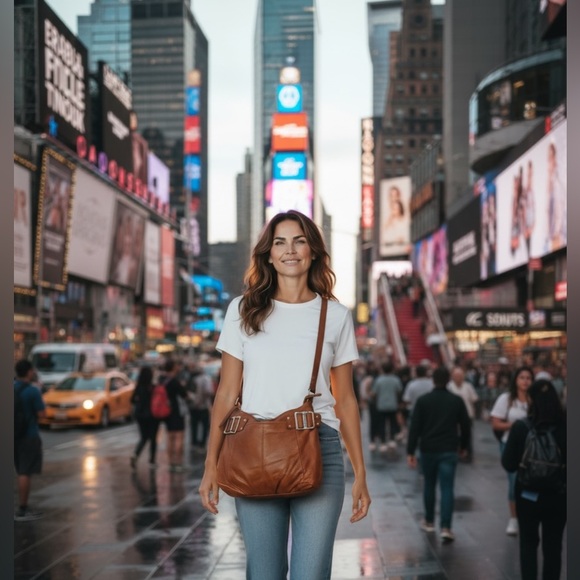 Perlina Handbags - Perlina NY Brown Leather Hobo Bag, SUPER Soft Slouch Shoulder W/Buckle Accent